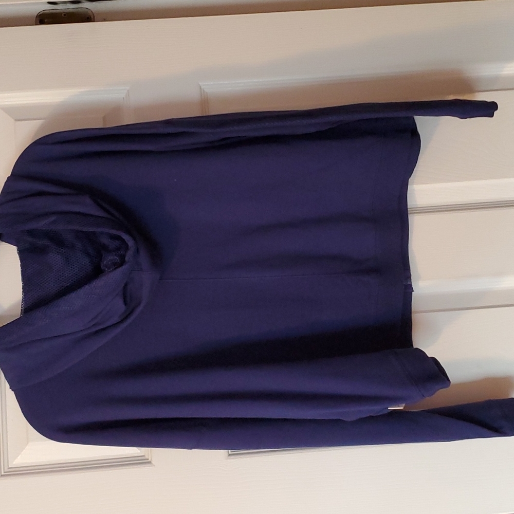 DENIM & CO active navy blue short zip hoodie with pockets,L,cot/span,NWOT. - Picture 2 of 4